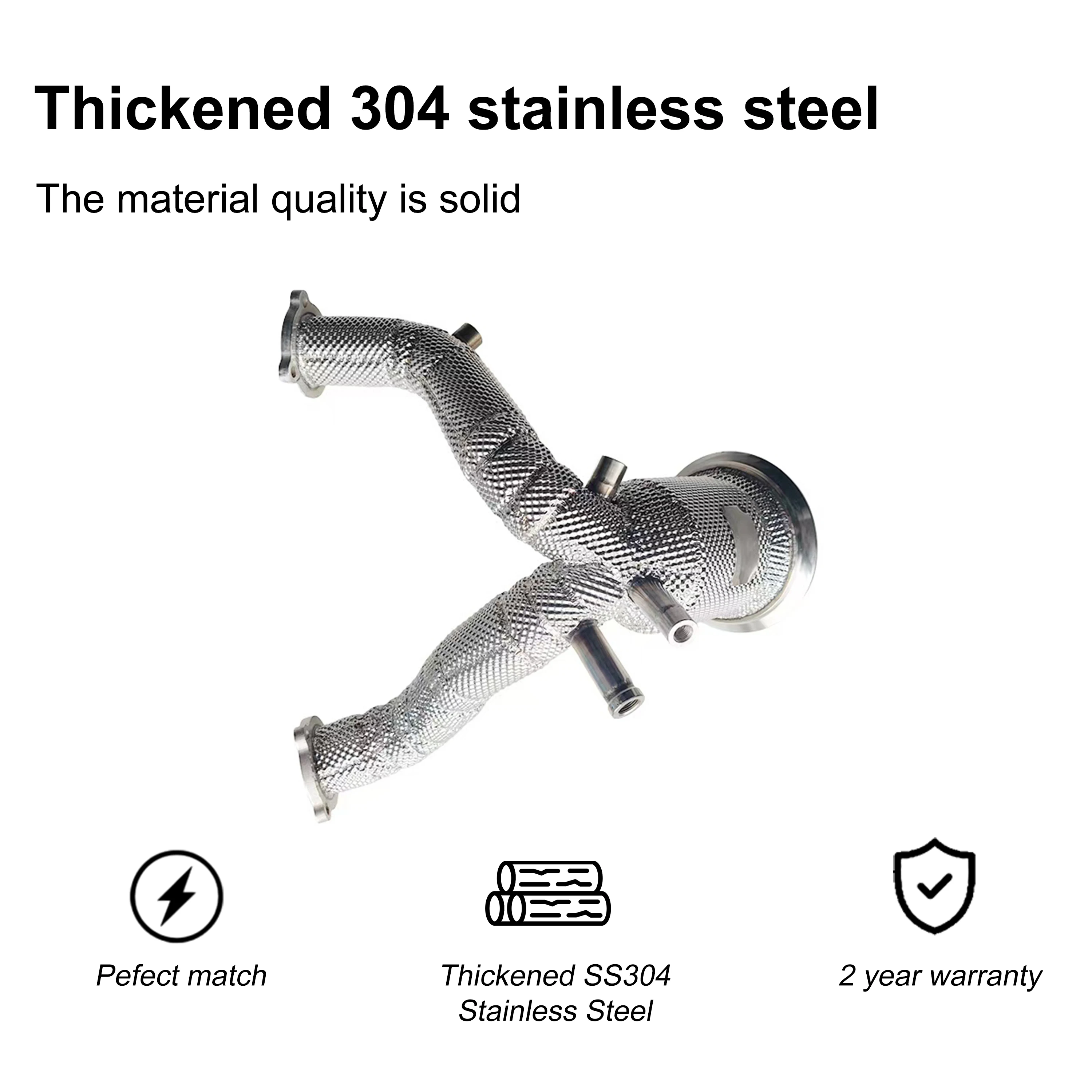 ACE أنبوب سفلي عالي التدفق بدون قطط/مقطط لأودي S4 S5 B9.5 EA839 3.0T 2019- رأس العادم مع أنبوب عادم SUS304 Heat Shield #2