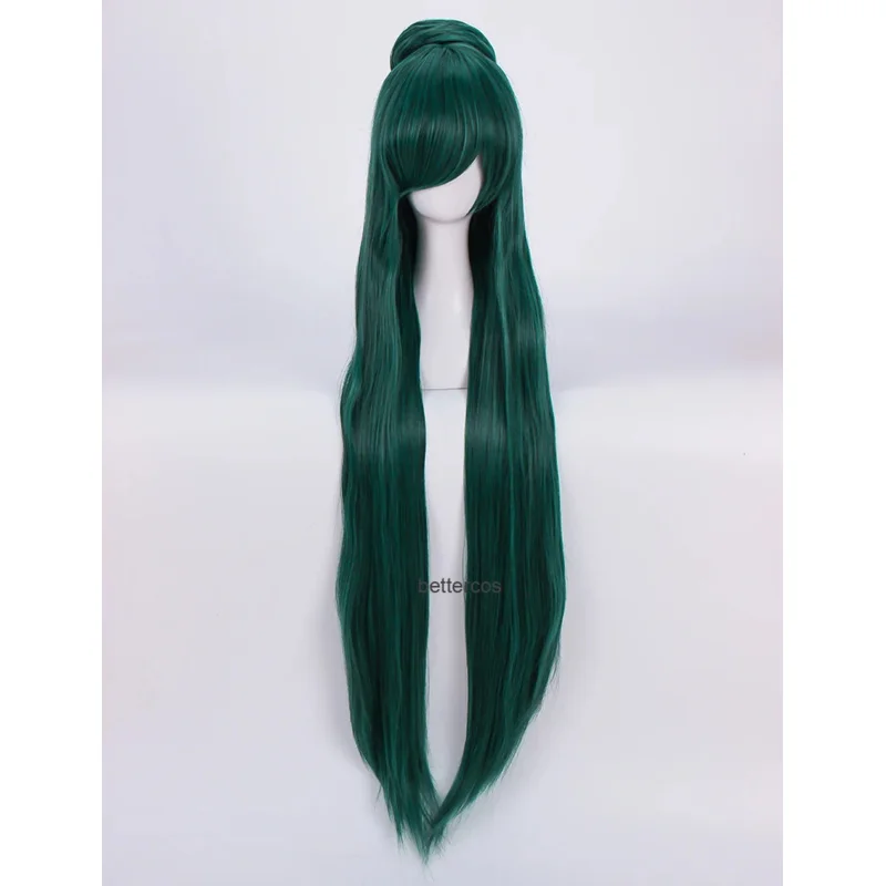 

Парики для косплея Сейлор Плуто meiou Setsuna, 100 см, длинные, темно-зеленые, термостойкие синтетические, искусственные булочки