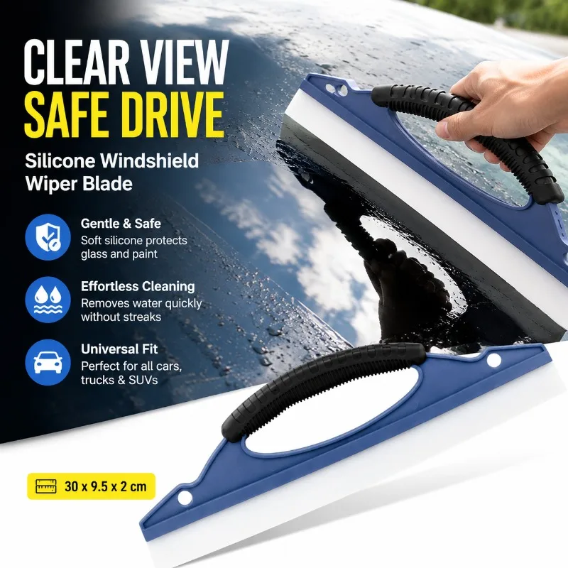 Straight Silicone Squeegee Multipurpose Auto Cleansing Gear Wipe Moisture Side Window Windshield Headlight Non Scratch Paint