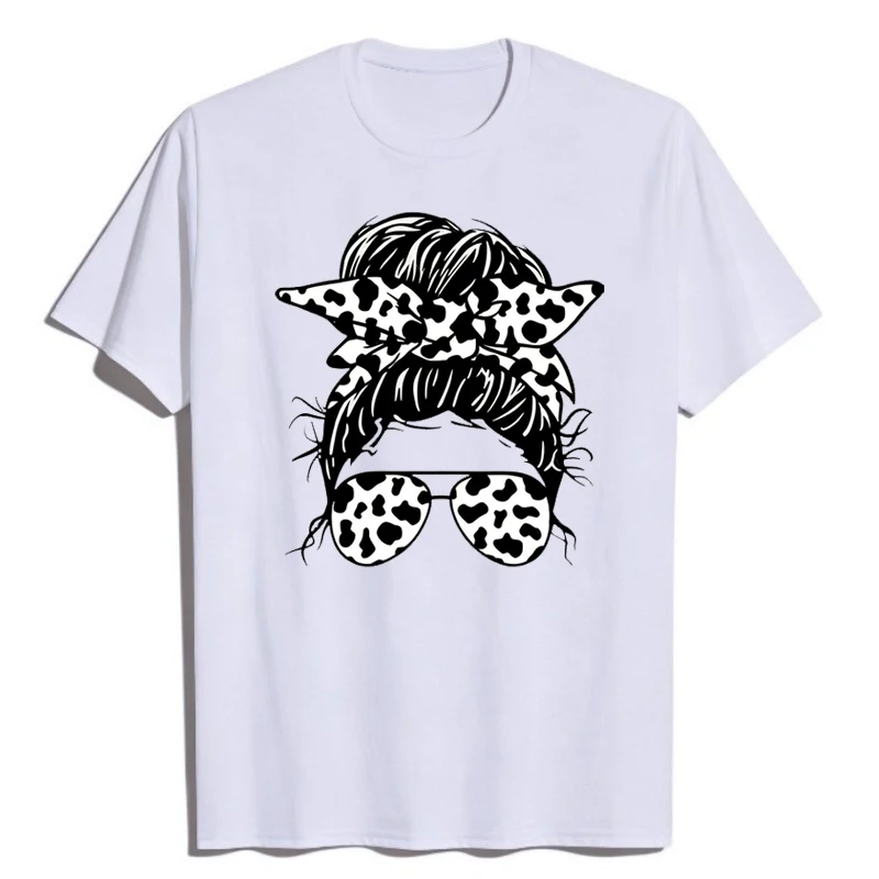 T-shirt retrò Camisa Labbra rosse Occhiali con stampa leopardata T-shirt da ragazza T-shirt in cotone T-shirt grafiche vintage stile pin-up С Принтом