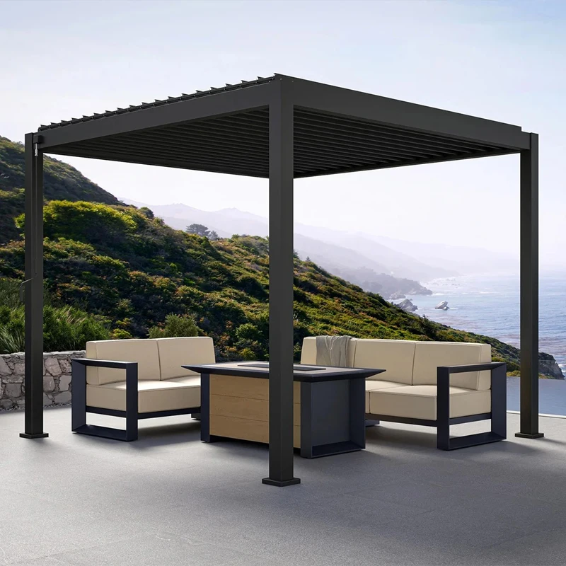 Aluminum Alloy Waterproof Durable Electric Adjustable Pergola for Outdoor Villa Garden Patio Residential Spaces