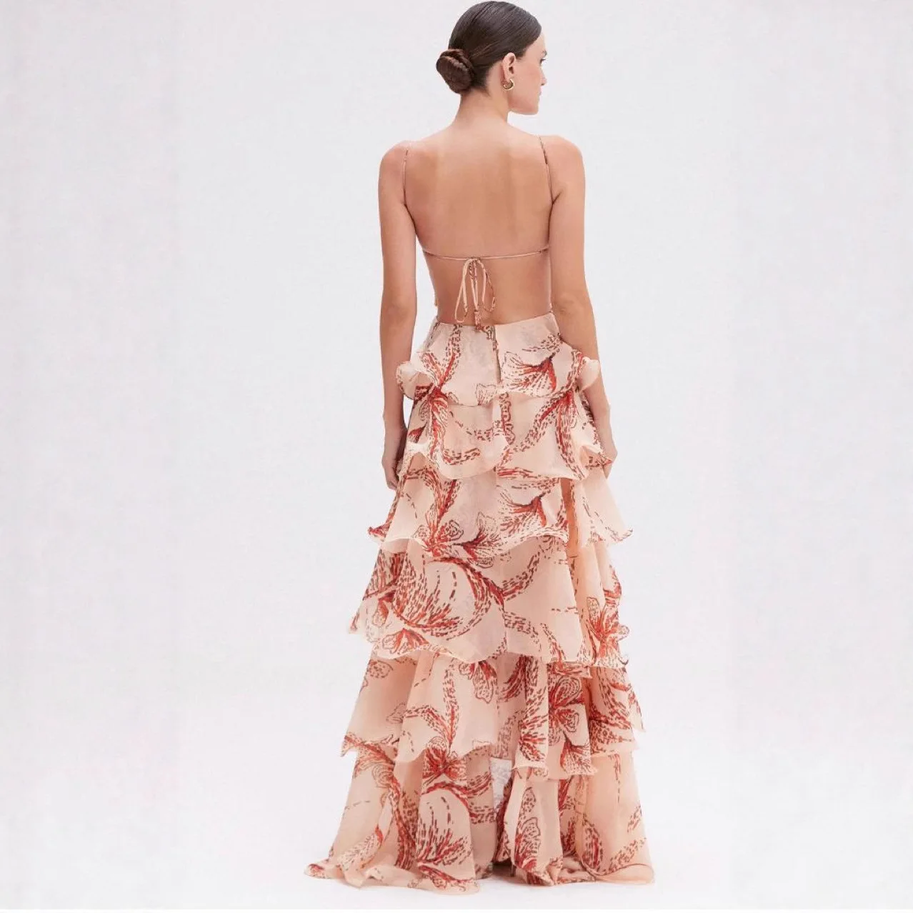 2025 verão nova moda multi camada plissado borda feminina borboleta impresso vestido simples com decote em v feminino banquete vestidos longos