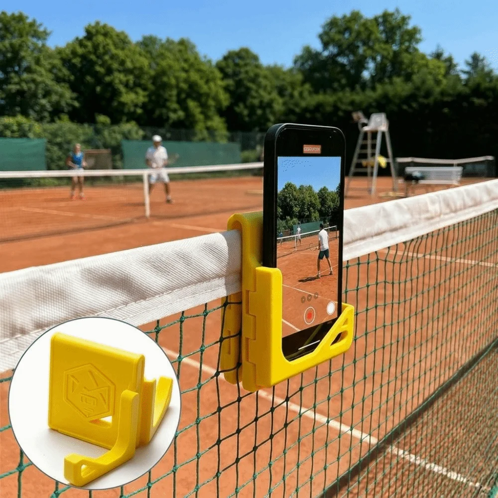 Foldable Tennis Net Camera Mount 3D Printed Adjustable Angle Net Mounted Phone Holder Non Slip Clip-On Secure Clip-On Mount