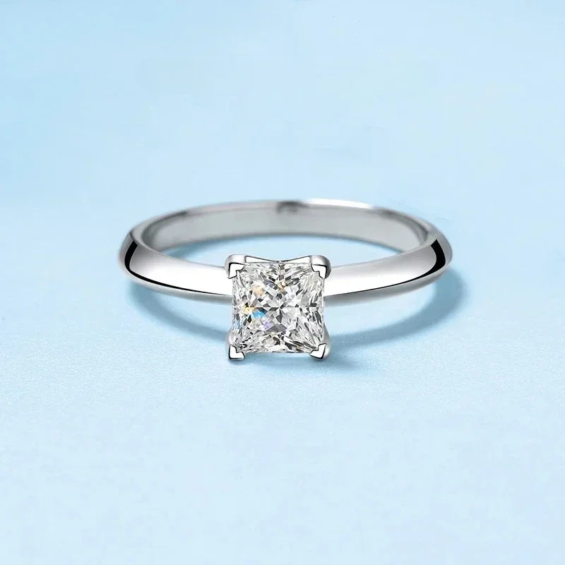 

Изысканное женское кольцо из платины PT950 с квадратным бриллиантом VVS1 D цвета, 0.5 карата, муассанит, для помолвки, оригинальное, сертифицированное