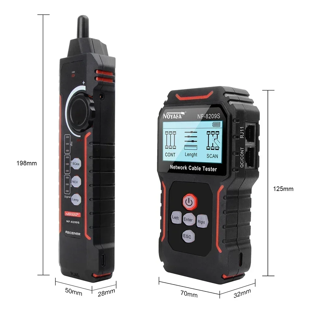 NOYAFA NF-8209S POE Wire Checker Display LCD misura lunghezza cavo LAN Cat5 Cat6 LAN Test strumento di rete Scan Cable Wiremap Tester