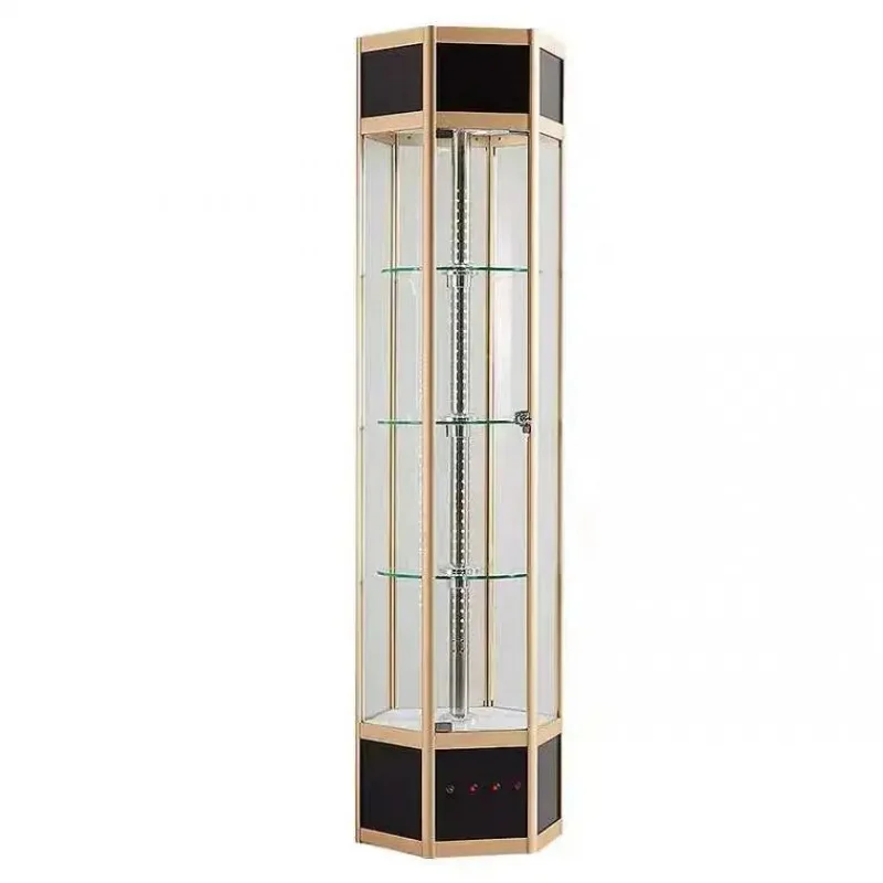 custom.360-Degree Rotating Glass Showcase Luxury Glass Display Cabinet