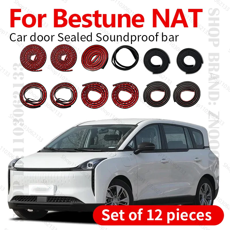Para 2021-2025 Bestune NAT tira de sellado de puerta de coche Protector de sellado de doble capa de goma tira de sellado insonorizada a prueba de polvo juego de 12 Uds
