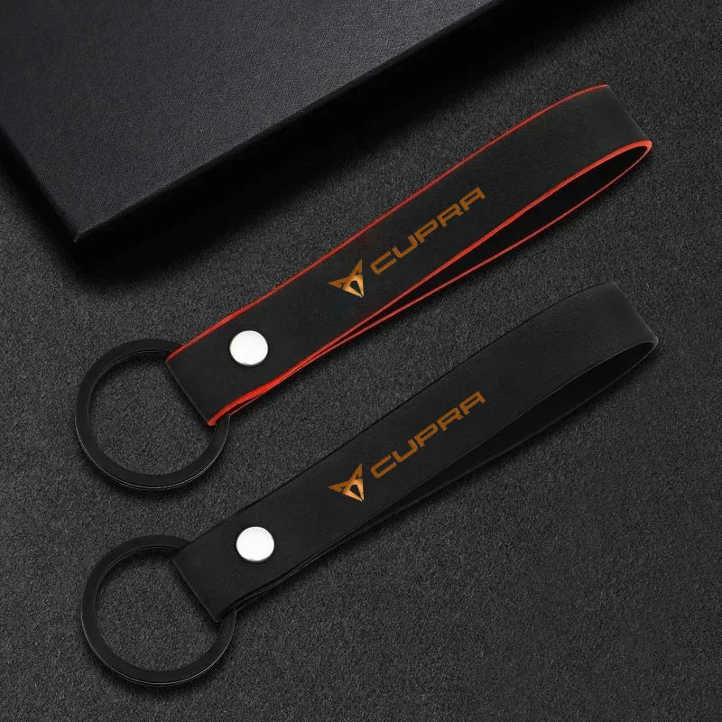 New Leather Car Keychain For Cupra Formentor Leon Born Tavascan Ateca Key Ring Strap Pendant Auto Accessories Gift