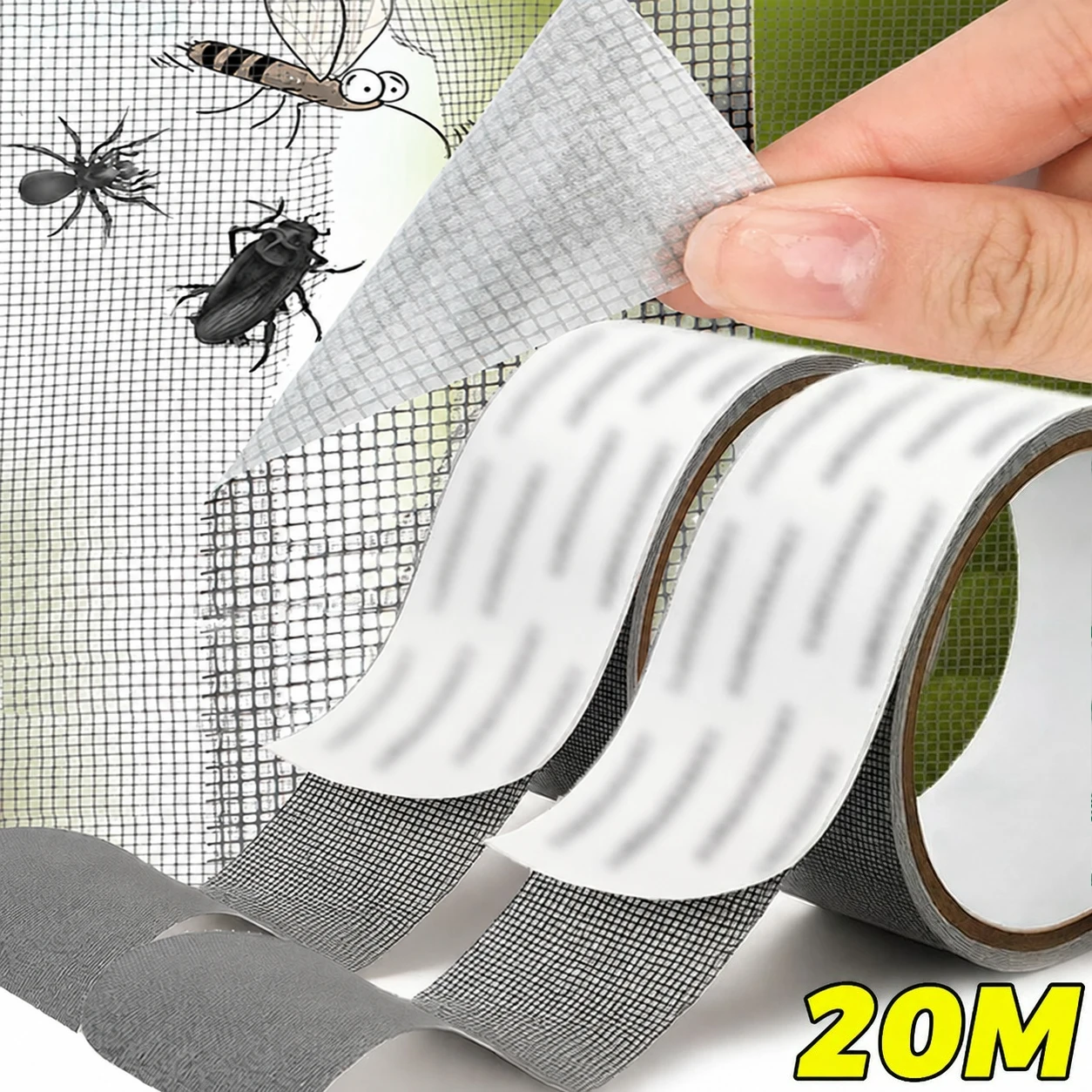 2/20M Window Screen Repair Tape Window Net Screen Patch Mesh Tape Strong Adhesive Repairs Fix Patch Broken Holes Repairing Tools