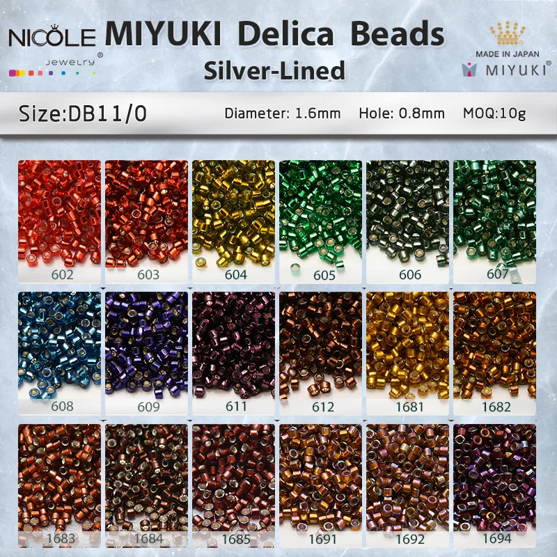 Miyuki Delica Beads Silver-Lined Series 11/0   Japanese Seed Bead for Earring Bracelet Necklace Jewelry Making