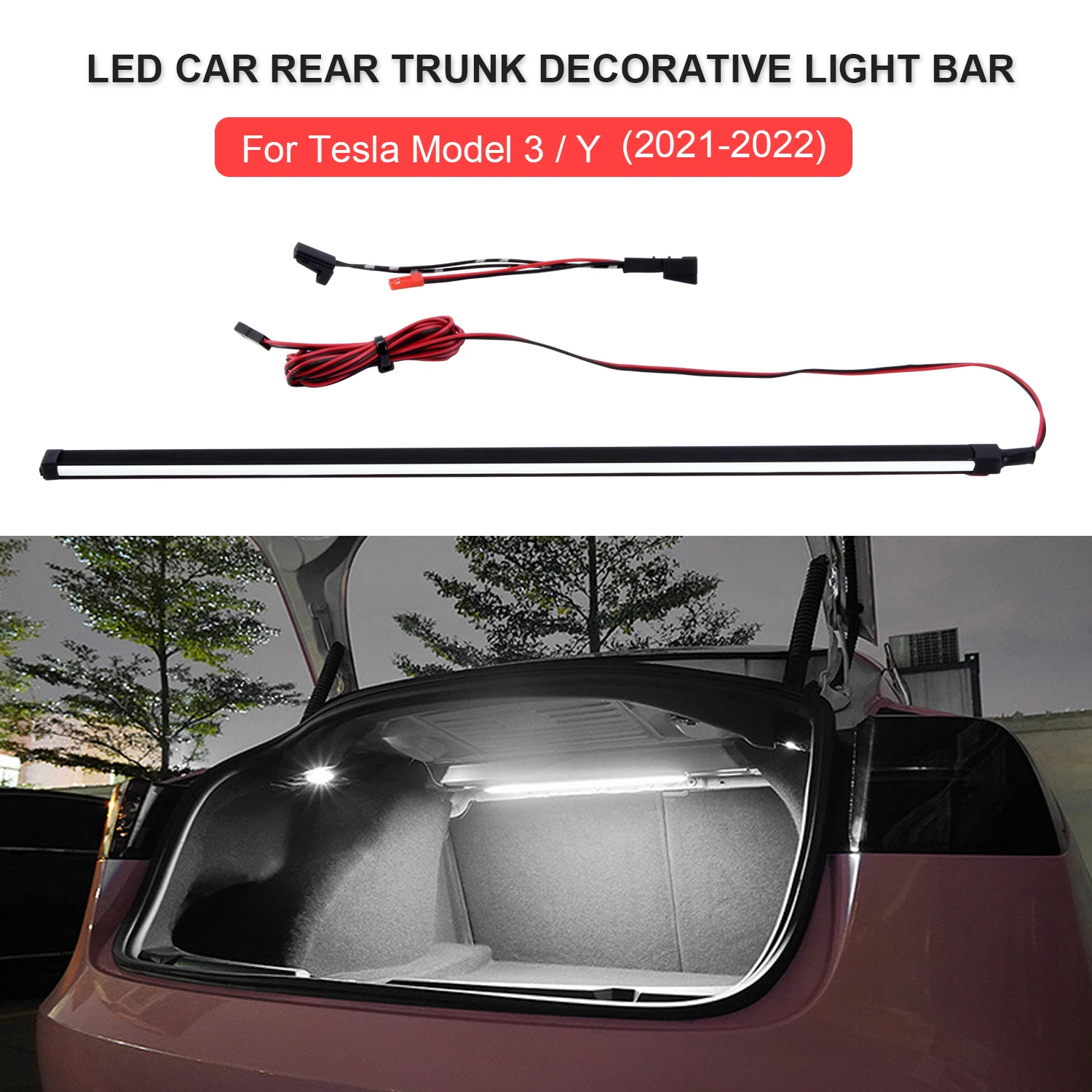 

Car Trunk LED Light For Tesla Model 3 Interior Decorative Atmosphere Light Bar DIY Modification Model Y Upgrade Car Accessories