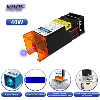 NUOF 40W 80W Lasermodul Laserkopf 450nm Blauer Laser CNC TTL Modul Home DIY Lasergravurmaschine Holzmarkierung Schneidwerkzeug