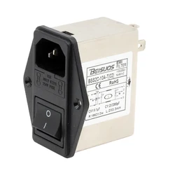 Power entry Module double IEC 320 C14 AC socket EMI EMC noise filter with boat switch with double fuse holder