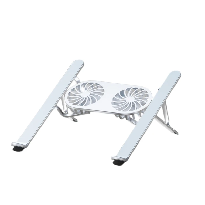 Ergonomic Laptop Holder With Multi Adjustment, Aluminum Cooling Bracket With Quiet Fan 6 Height Adjustment