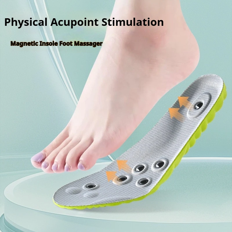 Magnet Massage Arch Support Insoles, 4D Shockproof Breathable Anti-Smell Sweat-Absorb Pads 1Pair/2Pair