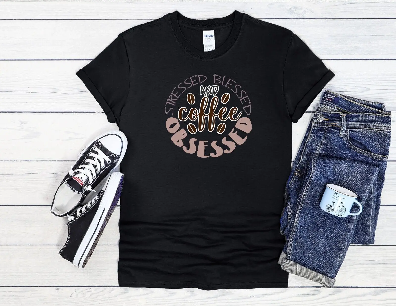 Stressed Blessed Cool Jute Bag Baseball T Shirt Top 3616