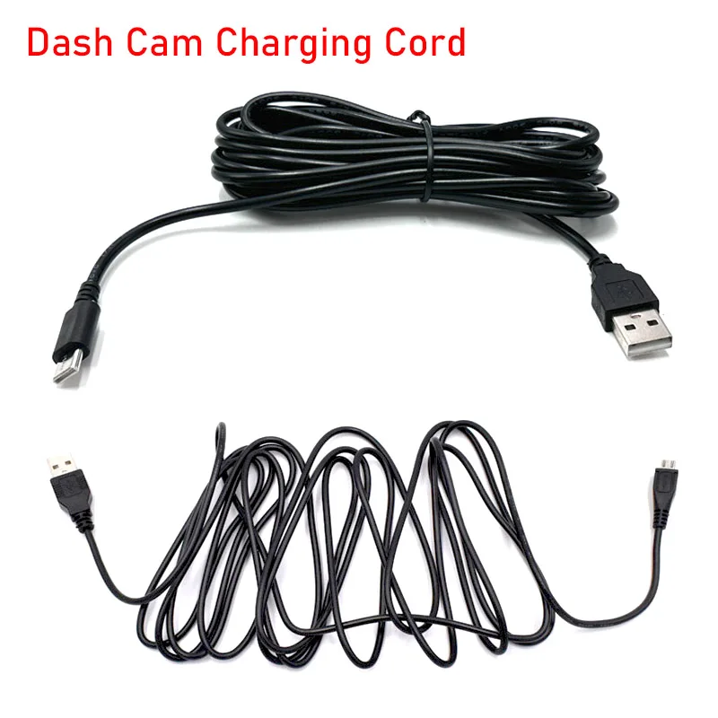 Dash Cam Car DVR Camera USB Charging Cable Cord With Micro Mini Type-C USB Port, Wire Length 3.5Meters ( 11.5ft )