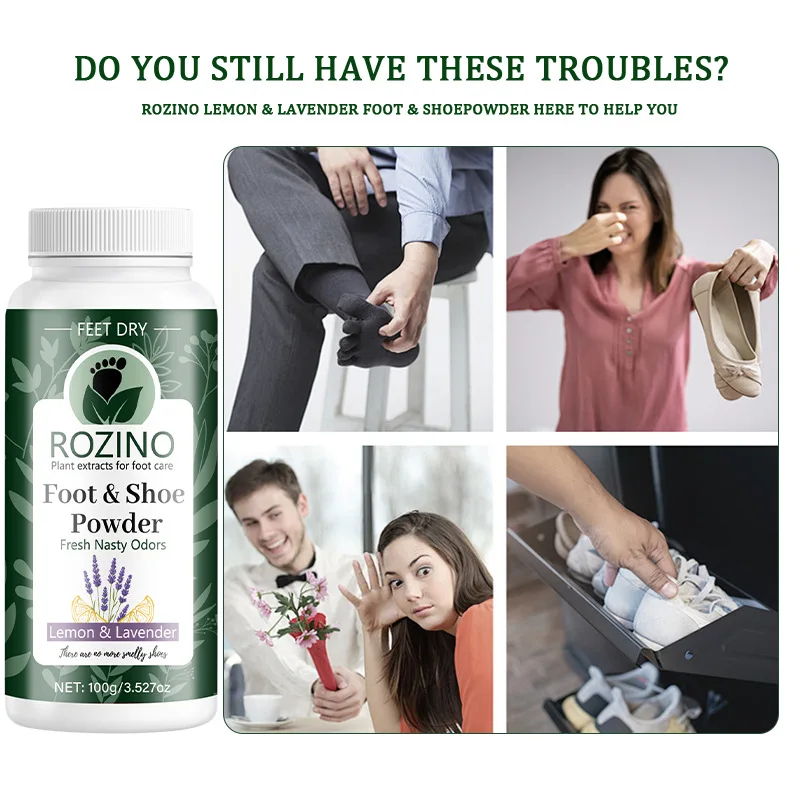 100g Lavender Deodorant Powder for Feet and Shoe,Rich in Lavender Fragrance and Rosemary,to Remove Odor,Keep Feet Dry,Clean Shoe