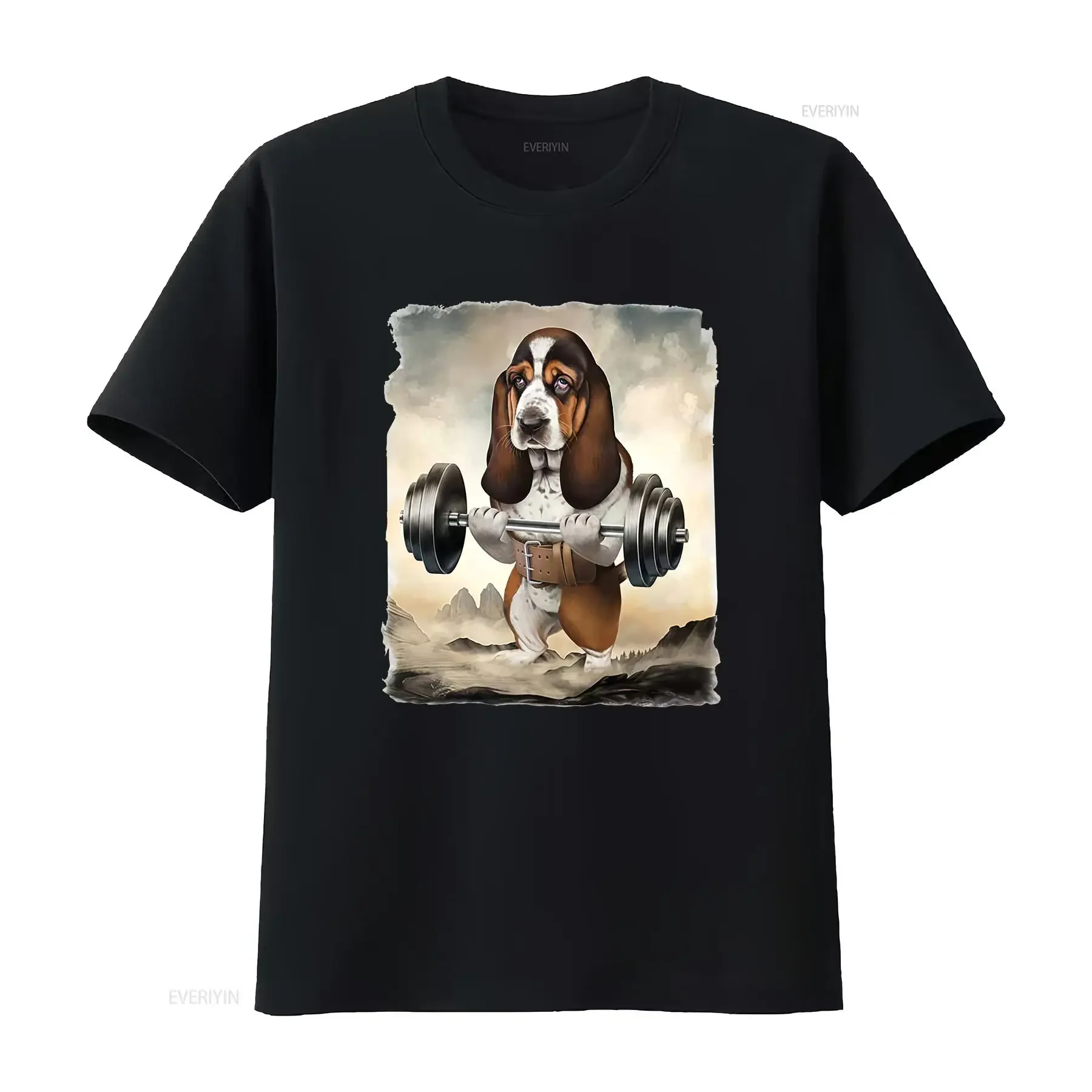 Basset Hound Dog Muscle Training Weightlifting  Youth T Shirt PrintStarT vintage Washed designer clothes Stylish Casual Soft