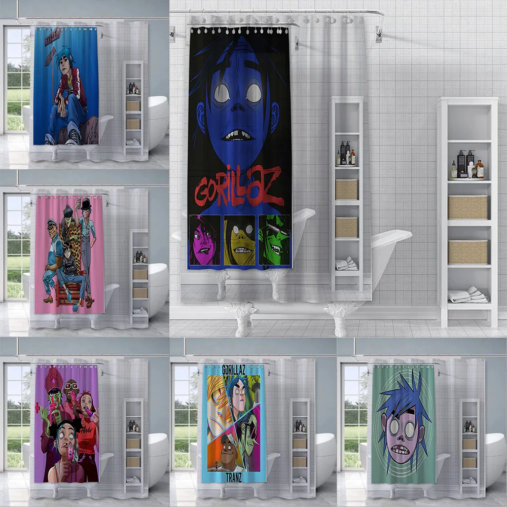 Musife Custom Gorillaz Shower Curtain Waterproof Polyester Fabric Paint Bath Curtains Home Bathroom Decor Curtain With Hook