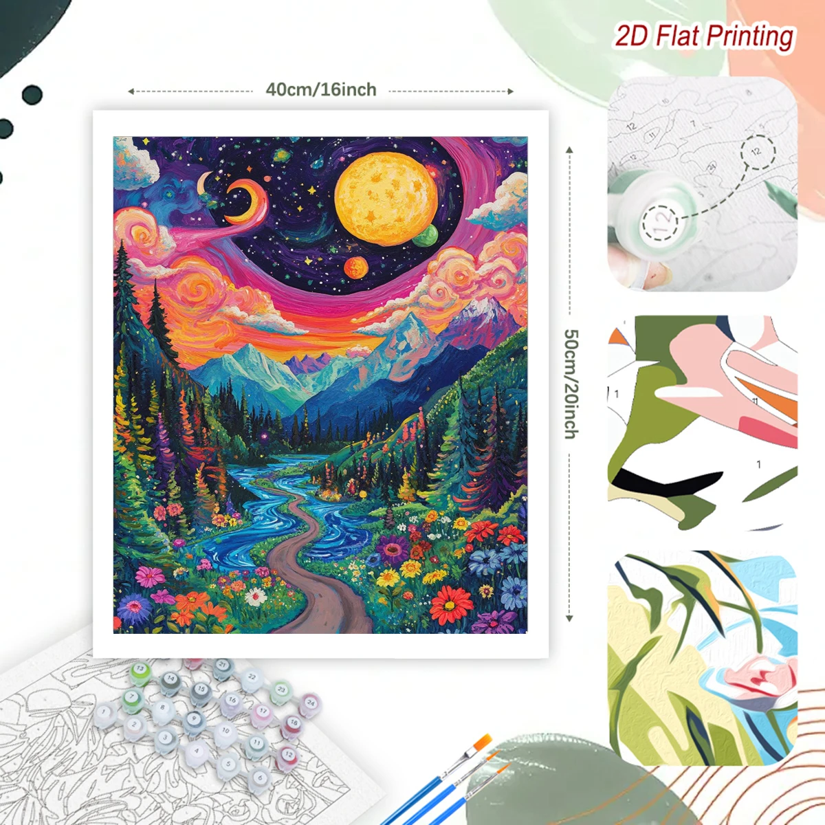 RUOPOTY Painting By Numbers Home Decoration Starry Sky Mountain Wilderness Paint With Numbers Landscape Acrylic Painting on Canv