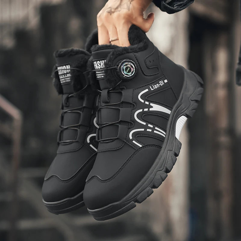 New Winter Oversized Men's Boots Waterproof Cold Resistant Plush and Warm Snow Boots Outdoor Thick Soled Casual Work Boots image 4