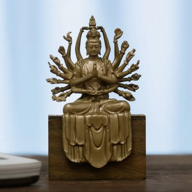 Statue de bouddha en laiton Vintage Guanyin mille armés, décor Zen de paix de compassion