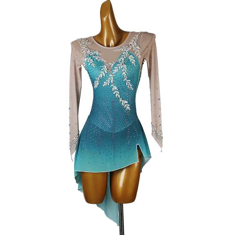 Eiskunstlaufkleid Damen Mädchen Eislaufkleid Gymnastikkostüm benutzerdefinierte Strass B360