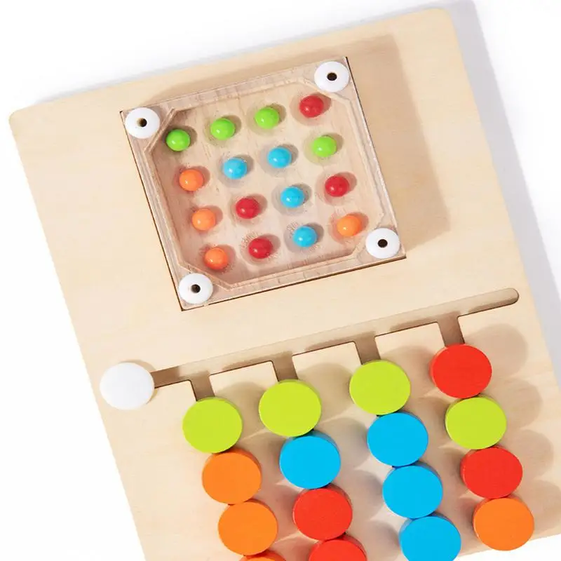 Giocattolo puzzle per diapositive Puzzle per diapositive in legno Colore e forma abbinati Giocatore singolo Battaglia Giocattolo da tavolo con movimento a quattro colori per la scuola materna