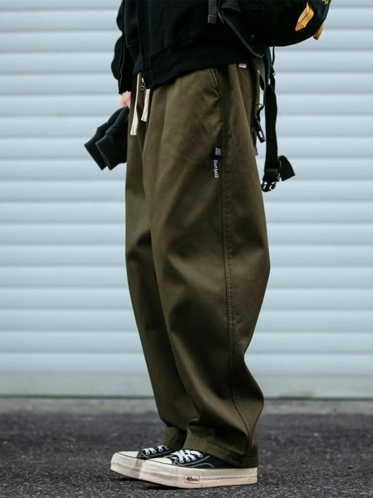 Retro Japanese Streetwear Work Pants Loose Straight Leg Casual Trousers plus Size Men's Spring Summer Heavyweight Long Trousers