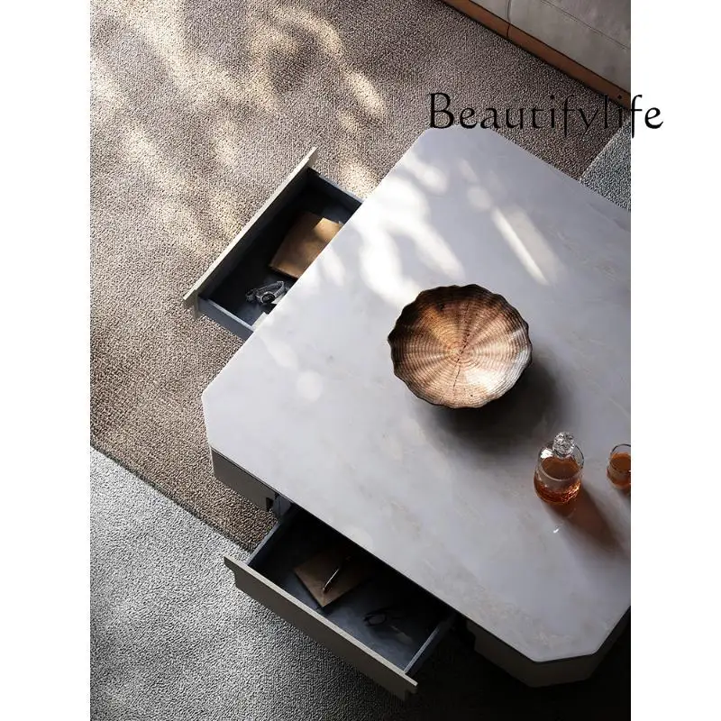 Italian Minimalist Coffee Table Living Room High-End Home Villa Large Apartment Natural Marble Coffee Table