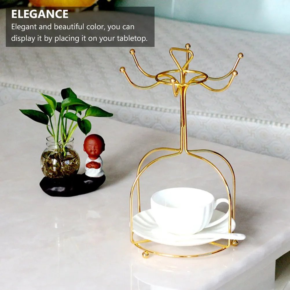 

1 шт. Металлическая подставка для кружек на 6 держателей, элегантный съемный держатель для чашек, кружек, чая, для хранения, демонстрации, сушки, кухонный органайзер-подставка
