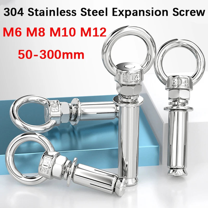 304 Stainless Steel Expansion Bolts With Ring Hook Anchor Concrete Expansion Eye Bolt Expansion Screws 50-300mm Screw Length