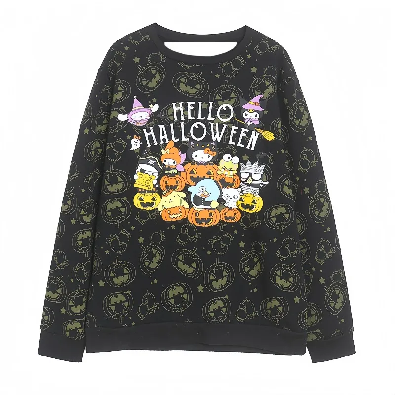 

New Cute Cartoon Anime KT Cat 3D Printed Round Neck Hoodie Without Headtop, Warm Single Side Velvet Top Trendy