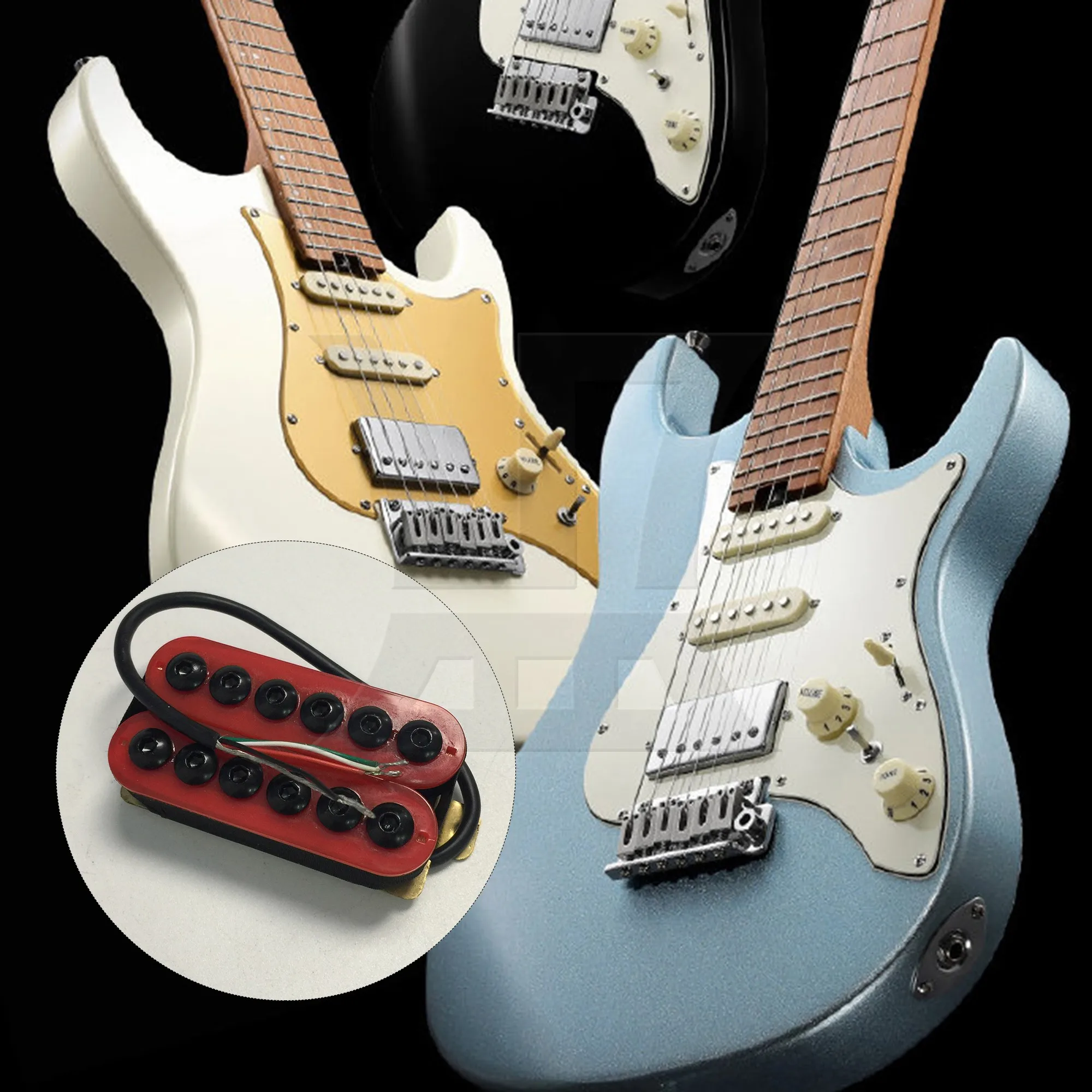 

Yibuy 2pcs Ceramic Magnet Humbucker Guitar Pickup Red for Double-H Guitar