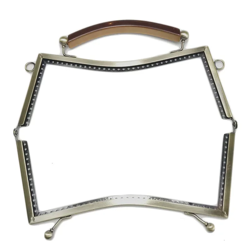 21.5cm Square Round Wood Metal Frame Kiss Clasp for Handle Bag Purse Accessories DIY Metal Kiss Clasp Lock Frame