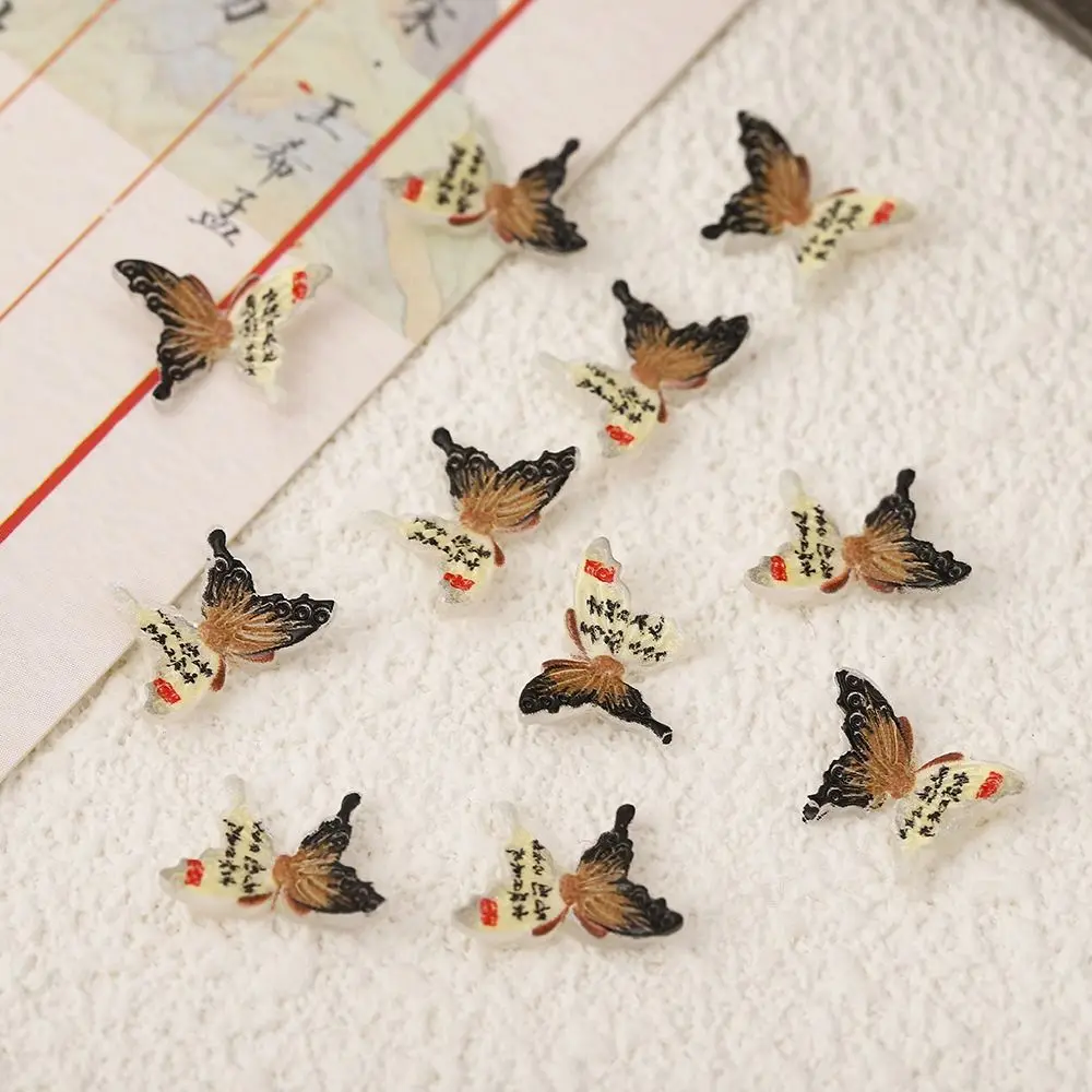 50 Pcs/bag New Chinese Style Butterfly Nail Art Accessories Resin Glow-In-Dark Nail Art Ornament Penmanship 3D Nail Decoration