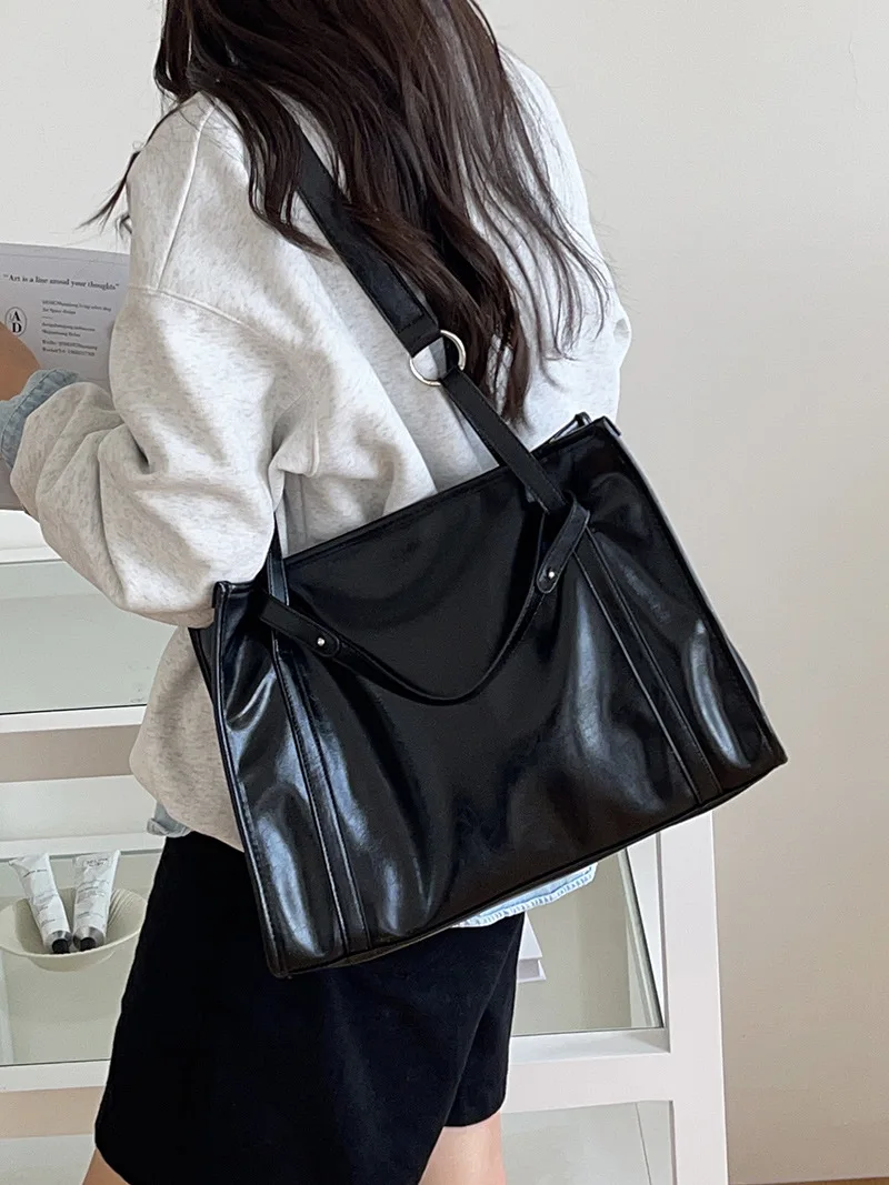 CGCBAG Casual Lage Capacity Women Tote Bags Simple Solid Luxury Designer Shoulder Bag High Quality PU Leather Female Handbags