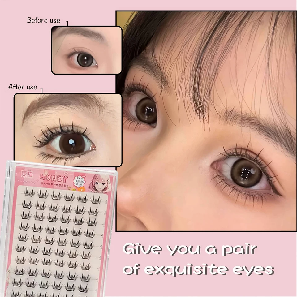 10 Rows DIY Clusters Eyelashes Glue-free False Eyelashes Natural Eyelash Manga Lashes Soft False Eyelashes Daily Makeup