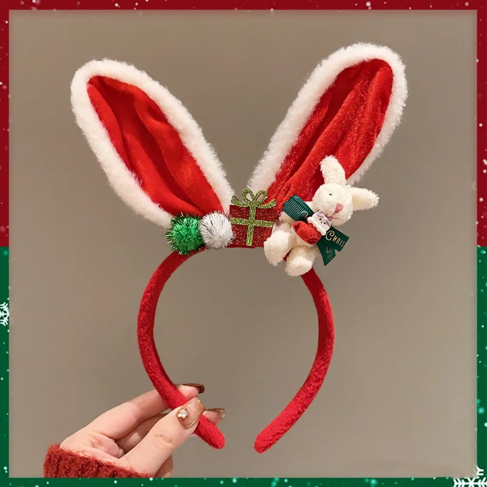 

Christmas Decoration Christmas Headband Santa Reindeer Antlers Headband New Year Hair Band Green Plush Bow Red Hair Band
