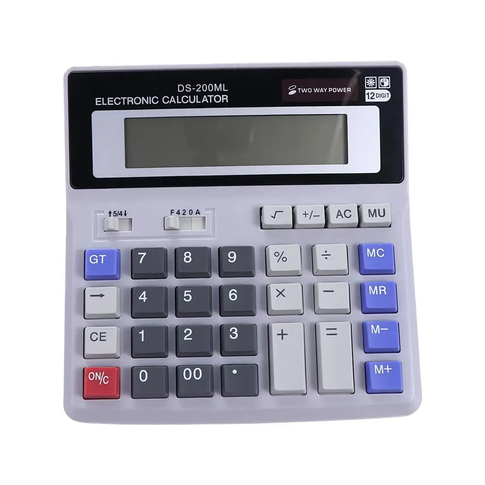 Big Buttons School Stationery DS-200ML Electronic Calculator 12 Digits Calculator Large Button Calculator Function Calculator