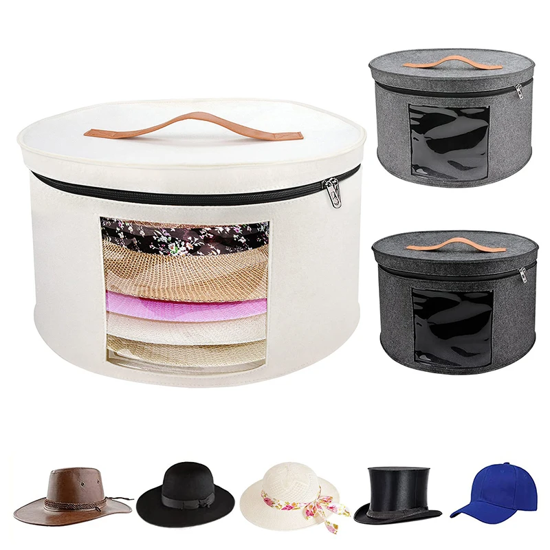 Caixa conveniente do armazenamento do curso com tampa, Felt Cylinder Hat Organizer, Saco De Armazenamento De Roupas