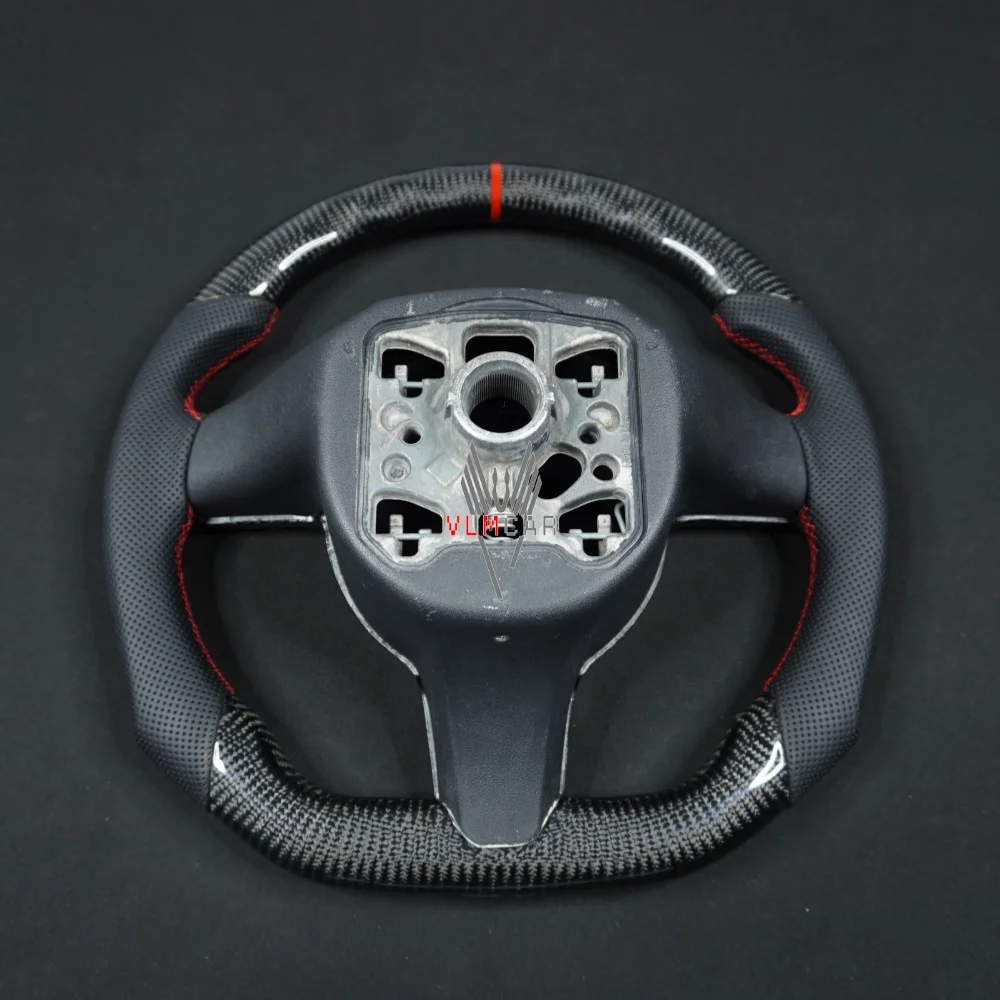 Carbon Fiber Steering Wheel for Porsche Cayenne Panamera 2011 - 2023 Custom Sport Design Racing Style Alcantara Leather Grip
