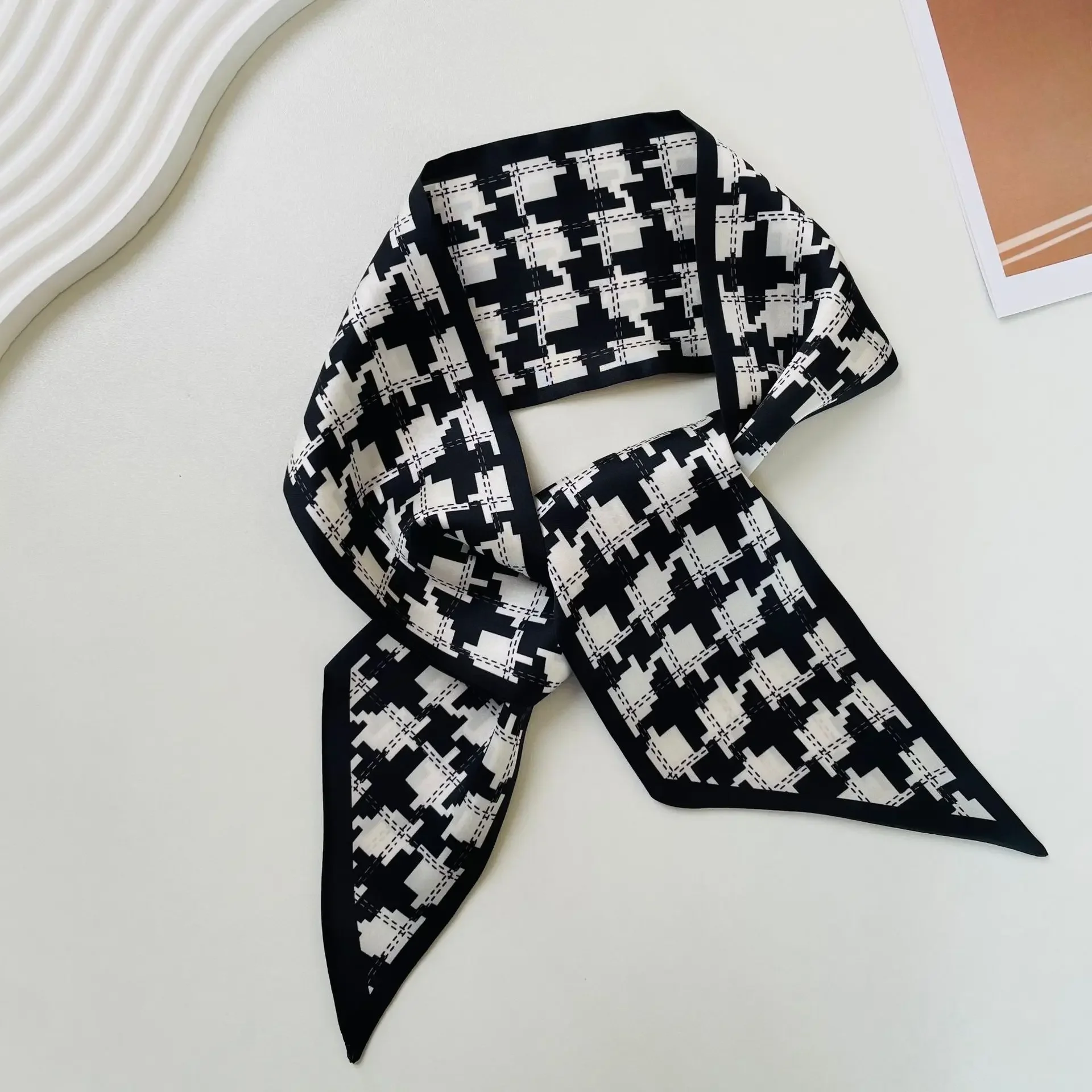 Women Scarf lady Wraps Elegant Floral Dot Spring Summer silk scarves square Head Neck Hair Tie Band Neckerchief skinny