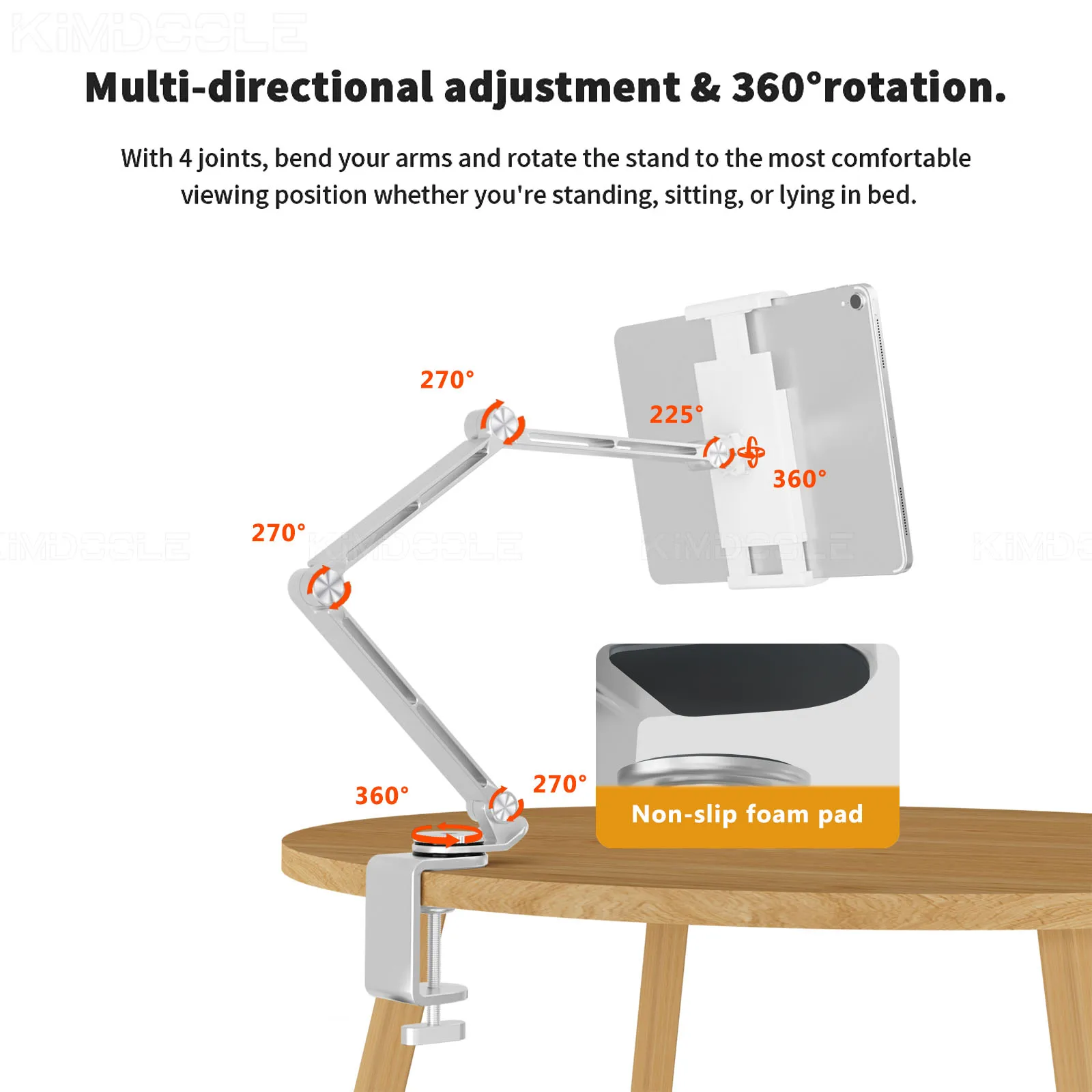 3 Rod Tablet Stand with 360 Rotation and Adjustable Angles Compatible With Tablets Phones and Laptops Portable and Foldable image 5