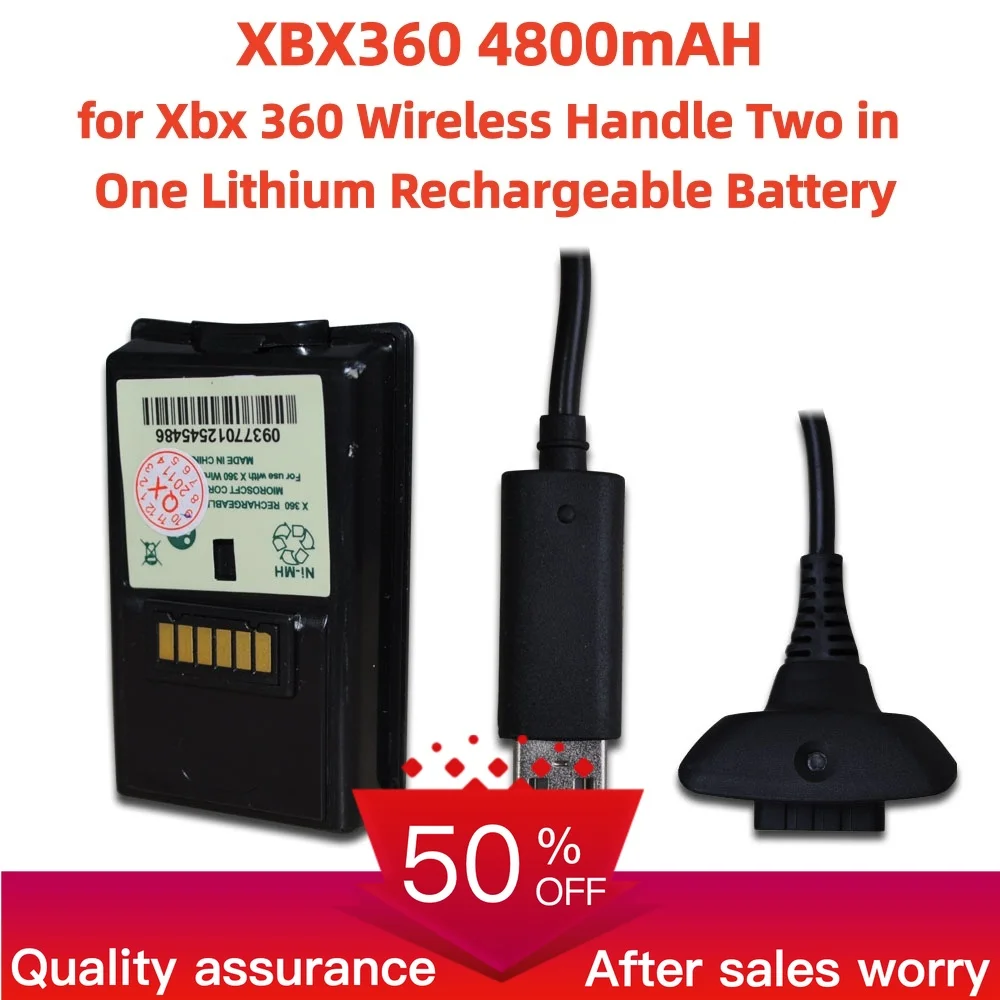 XBX360 4800mAH for Xbx 360 Wireless Handle Two in One Lithium Rechargeable Battery