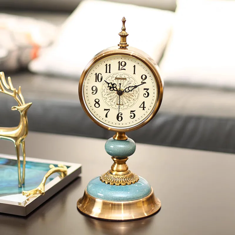 Luxury Retro Desk Clocks Double Sided Silent Vintage Unique Table Clocks Nordic Office Nixie Clock Bedroom Watches Design