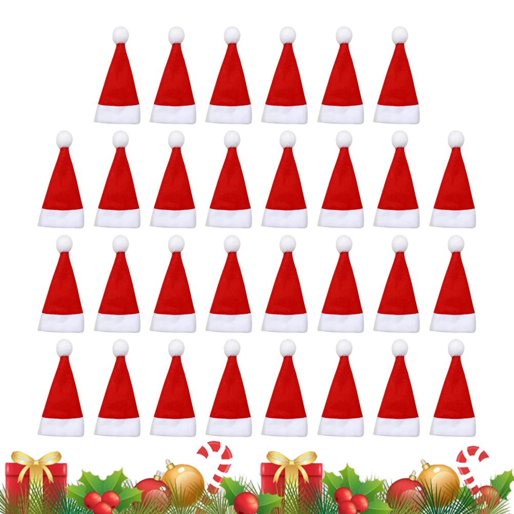 

30Pcs Christmas and Fork Bag Mini Santa Claus Hat Cutlery Organizer Xmas Party Tableware Storage Bag for Home Kitchen Use