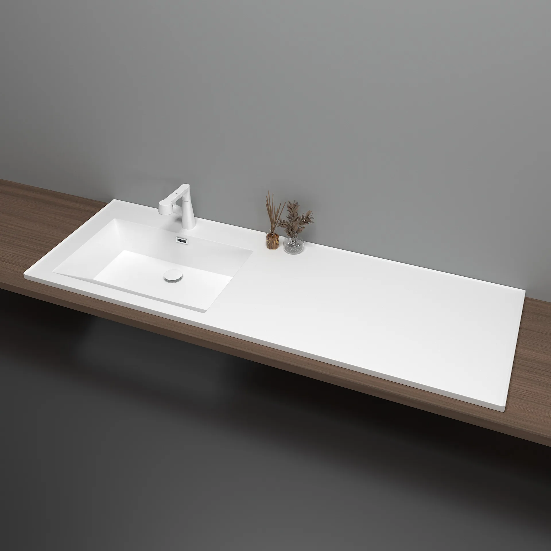 Hotel simple washbasin seamless artificial stone integrated basin bathroom cabinet acrylic gelcoat washbasin
