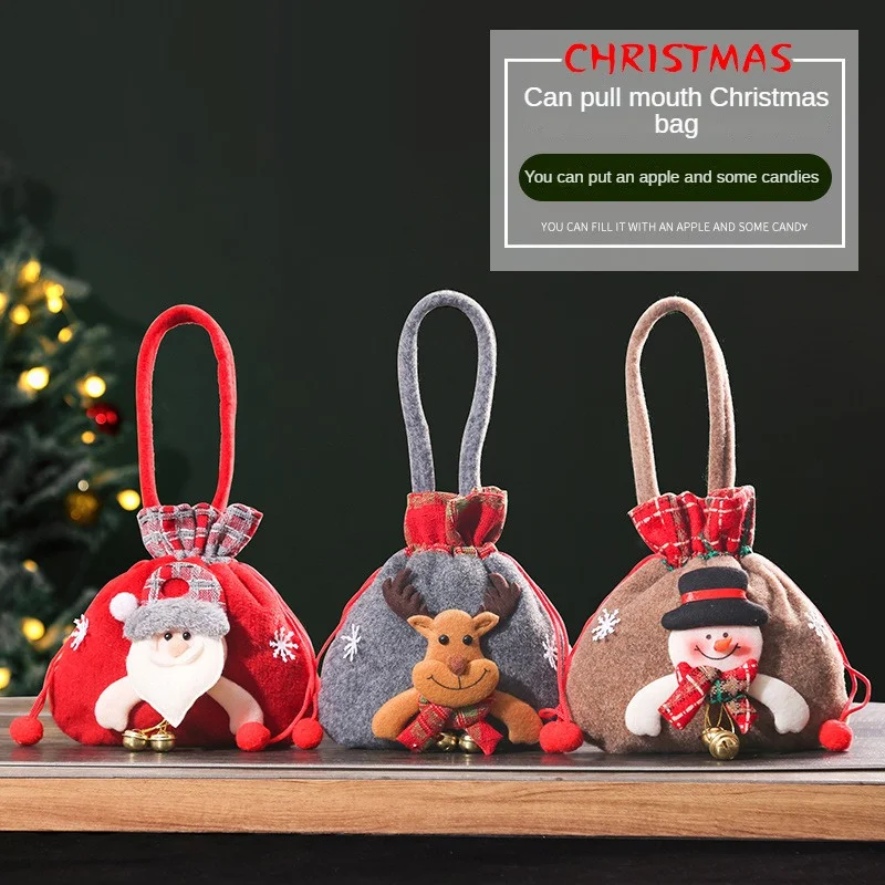小さな子供のためのクリスマスぬいぐるみギフトバッグ,santa,snowman,elk,クリスマス,クリスマス,小さなキャンディー包装バッグ,装飾,新年のギフトホルダー,2024